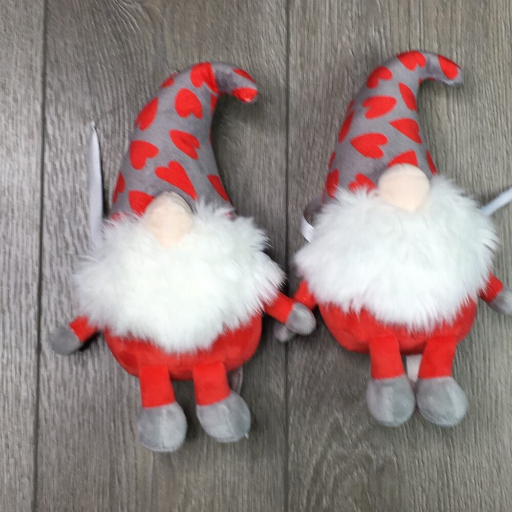Frankford Valentine Gnome Plush Pair Red Heart Hat Stuffed Holiday Decor